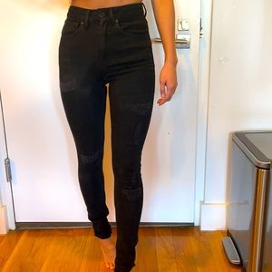 Sandro black distressed skinny jeans